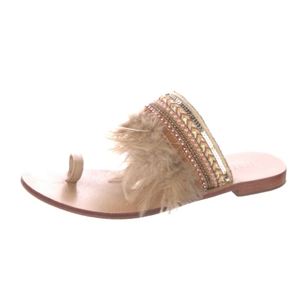Barney’s New York Feather/Beaded Sandals
